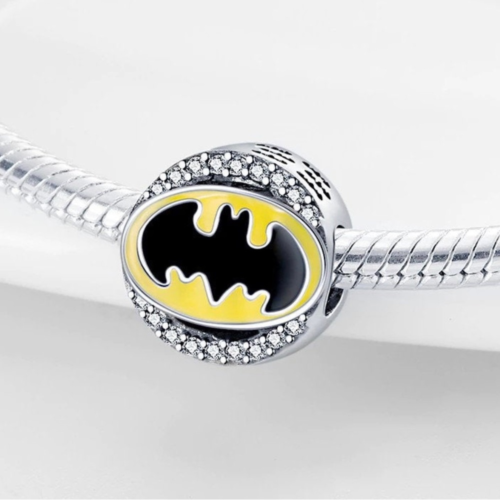 S925 Stamped Sterling Silver Batman Charm Fits Pandora Moments Bracelet